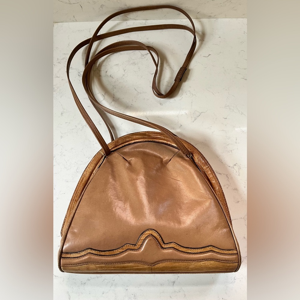 Luxury Leather Crescent Saddle Bag & Eco Dyed Silk Scarf
